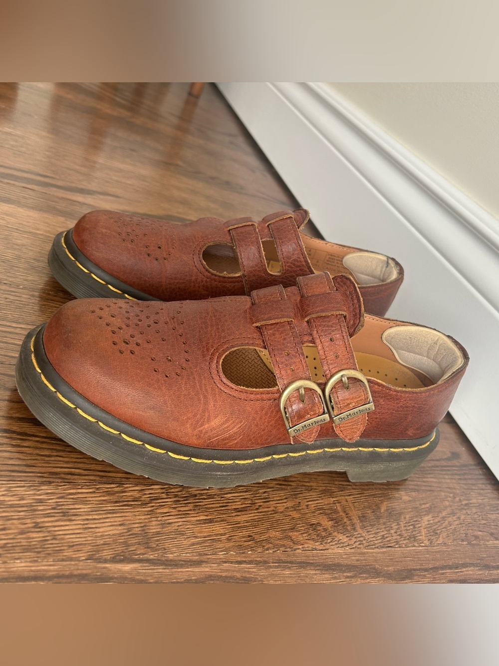Dr. Martens Brown Double-Strap Perforated Mary Janes - Picture 5 of 6